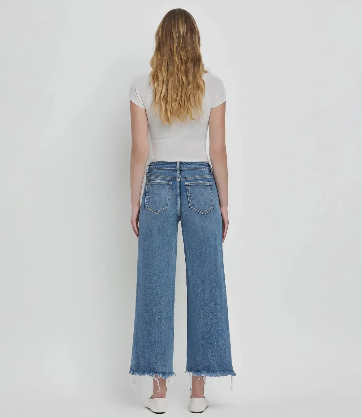High Rise Crop Wide Leg Jeans