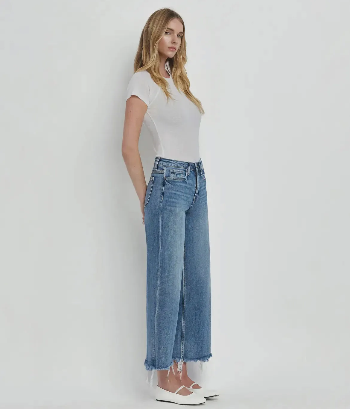 High Rise Crop Wide Leg Jeans