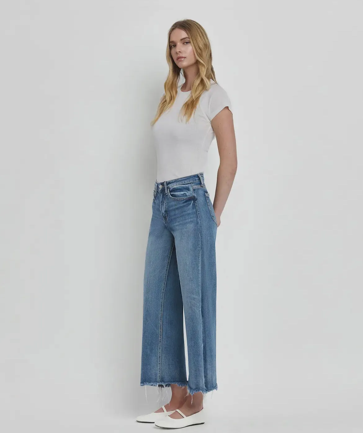 High Rise Crop Wide Leg Jeans