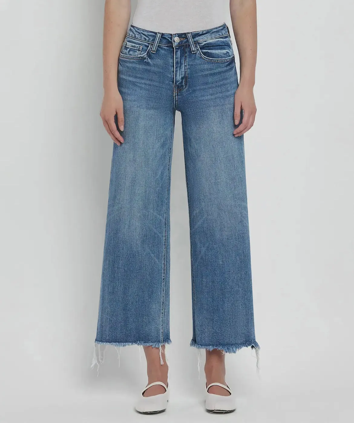 High Rise Crop Wide Leg Jeans