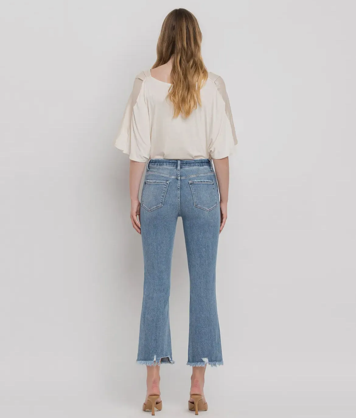 High Rise Frayed Crop Jean