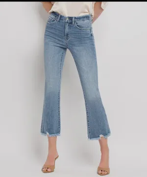 High Rise Frayed Crop Jean