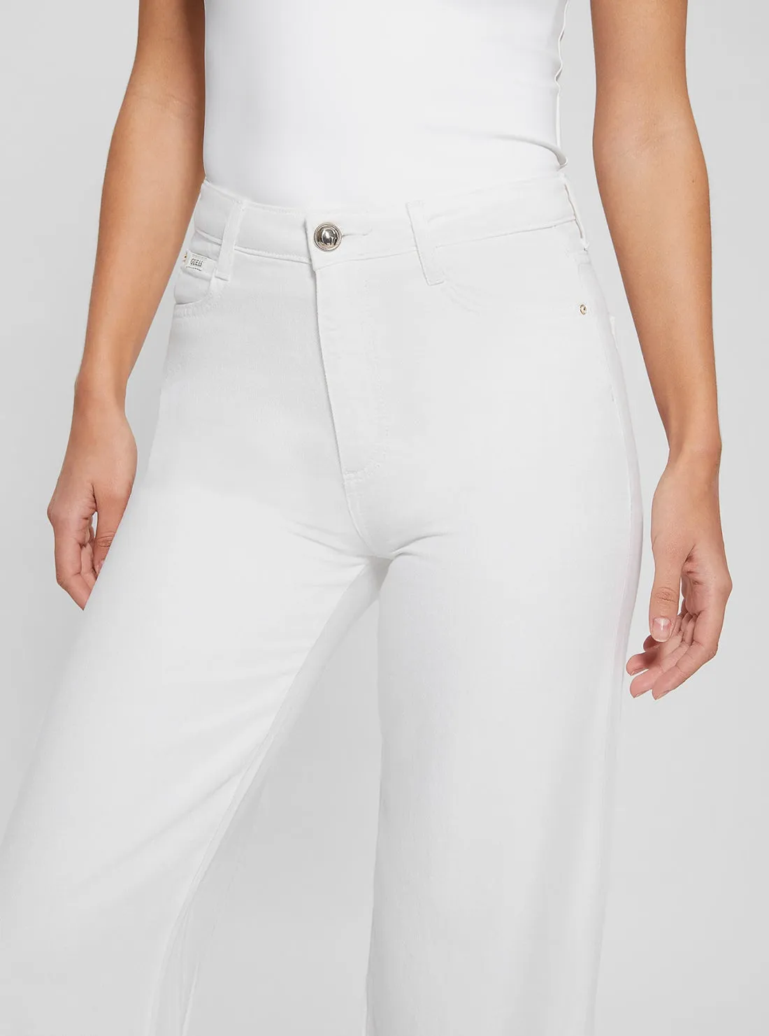 High-Rise Paz Wide Leg Denim Jeans in White
