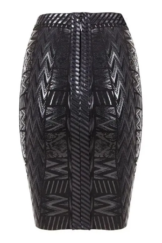 High Waist Metallic Mini Skirt - Classic Black