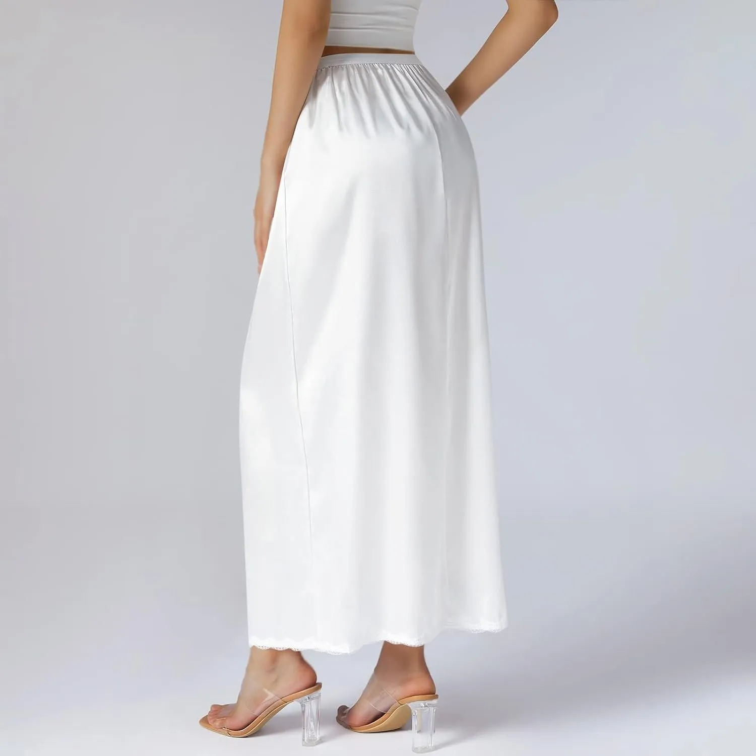 High waisted Skirts for Women Women Half Slip Soft Satin Half Slip Lace Long Underskirt Half Slips For Under