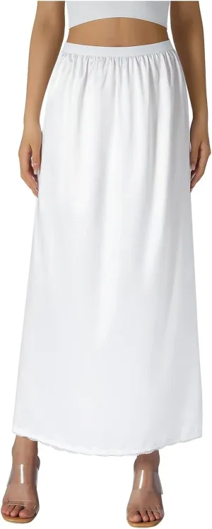 High waisted Skirts for Women Women Half Slip Soft Satin Half Slip Lace Long Underskirt Half Slips For Under
