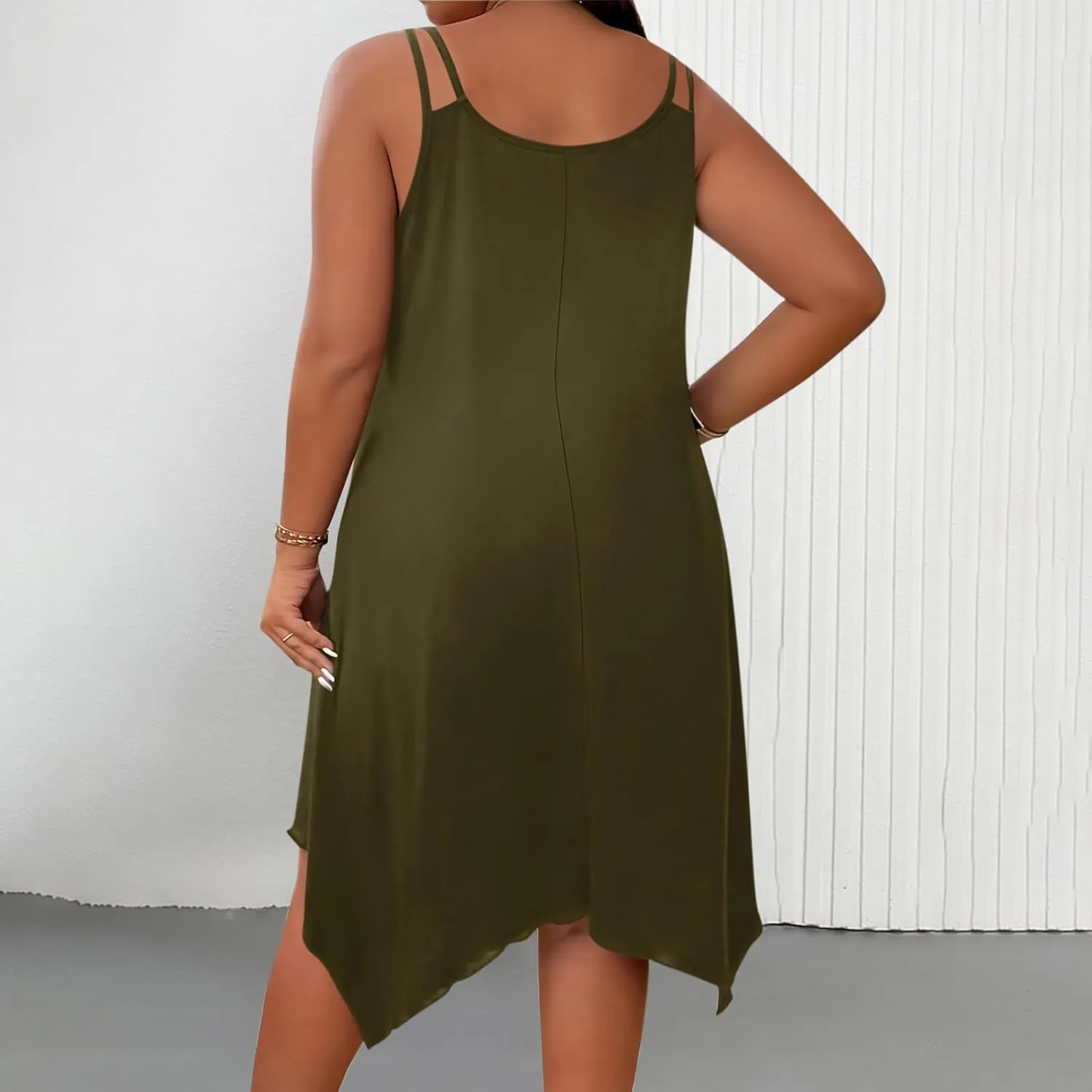 hlysgo Women's Boho Flowy Sleeveless Midi Dress Plus Size Summer Casual Dress Beach Vacation Swing Sundresses