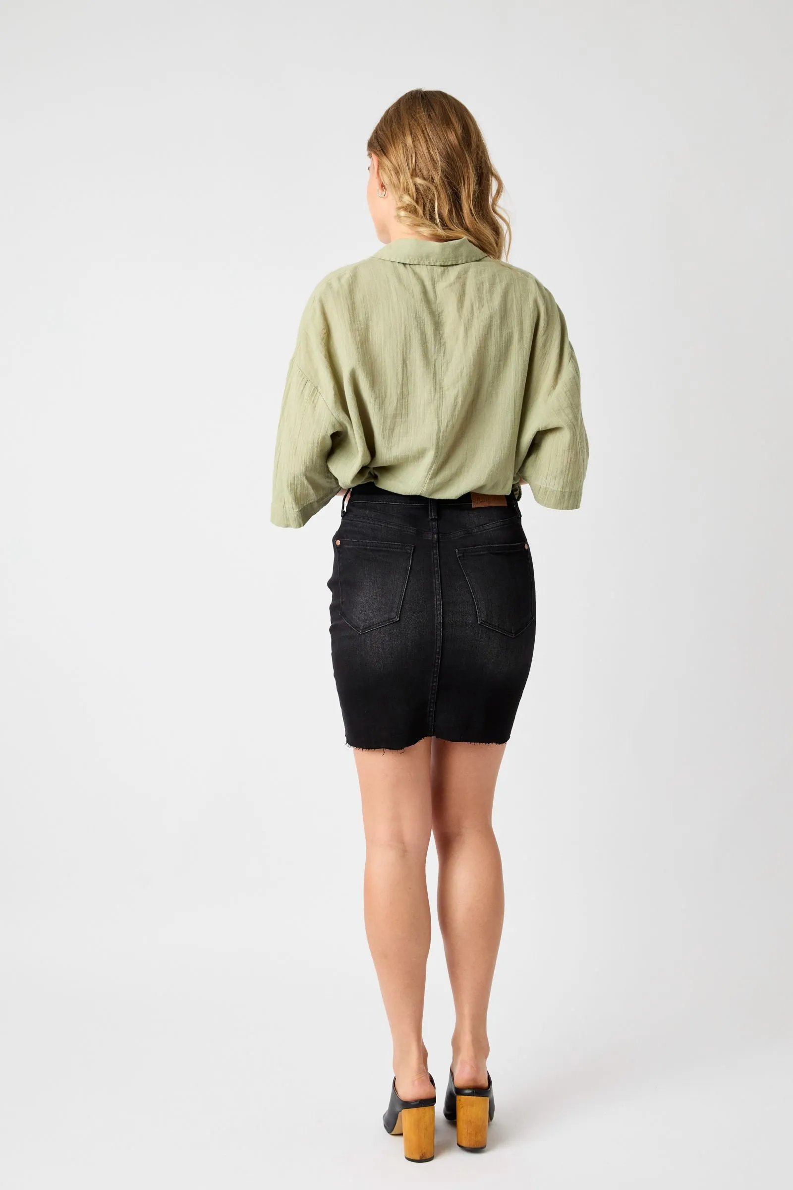 Judy Blue High Waist Destroyed Denim Skirt
