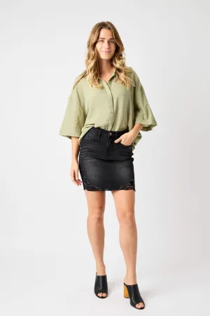Judy Blue High Waist Destroyed Denim Skirt