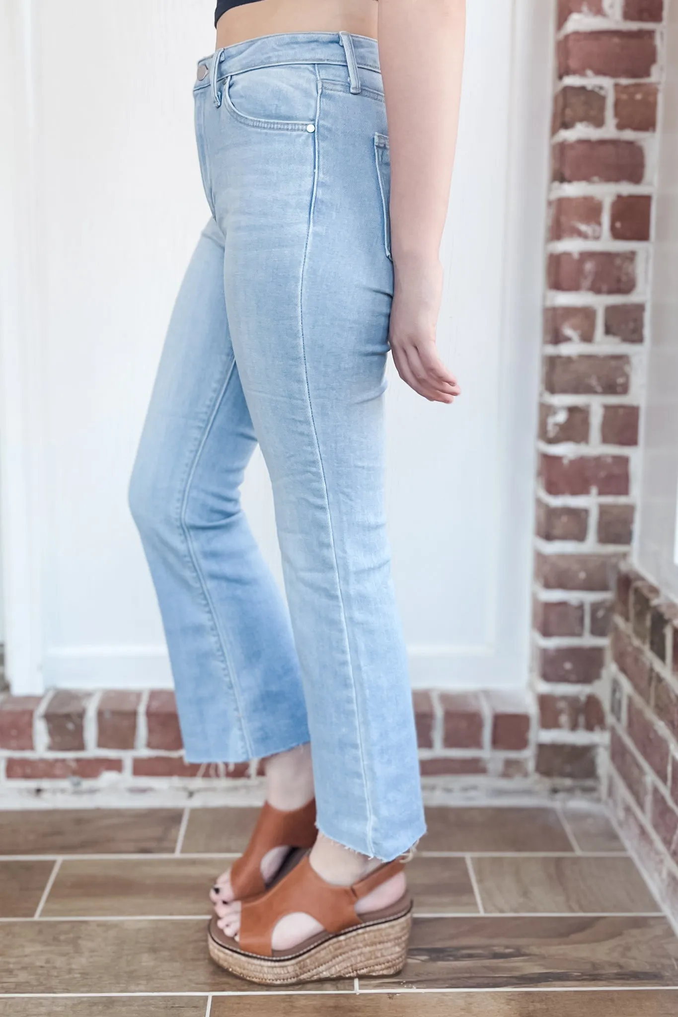 Just Black High Rise Cropped Demi Flare Jeans