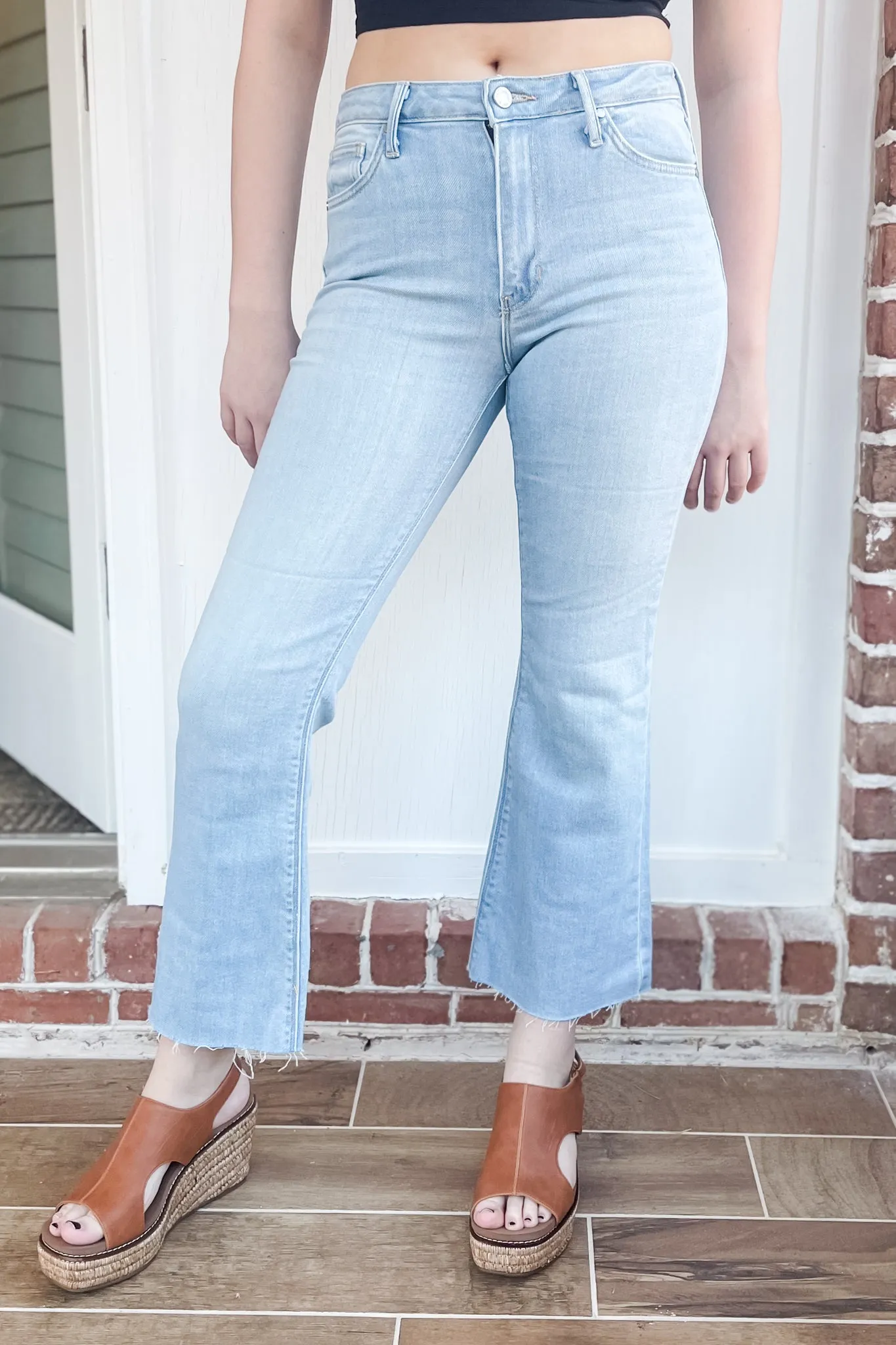 Just Black High Rise Cropped Demi Flare Jeans