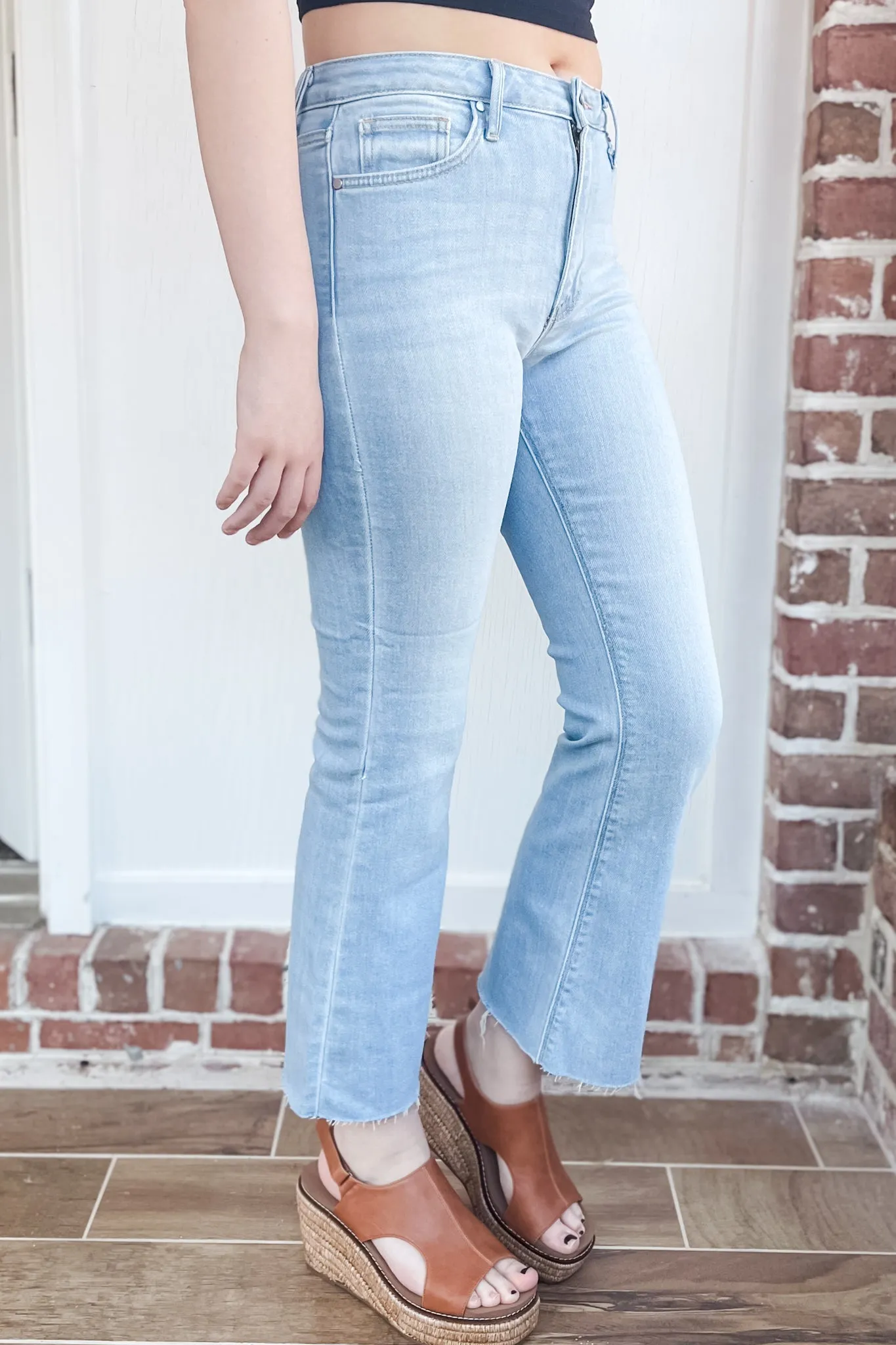 Just Black High Rise Cropped Demi Flare Jeans
