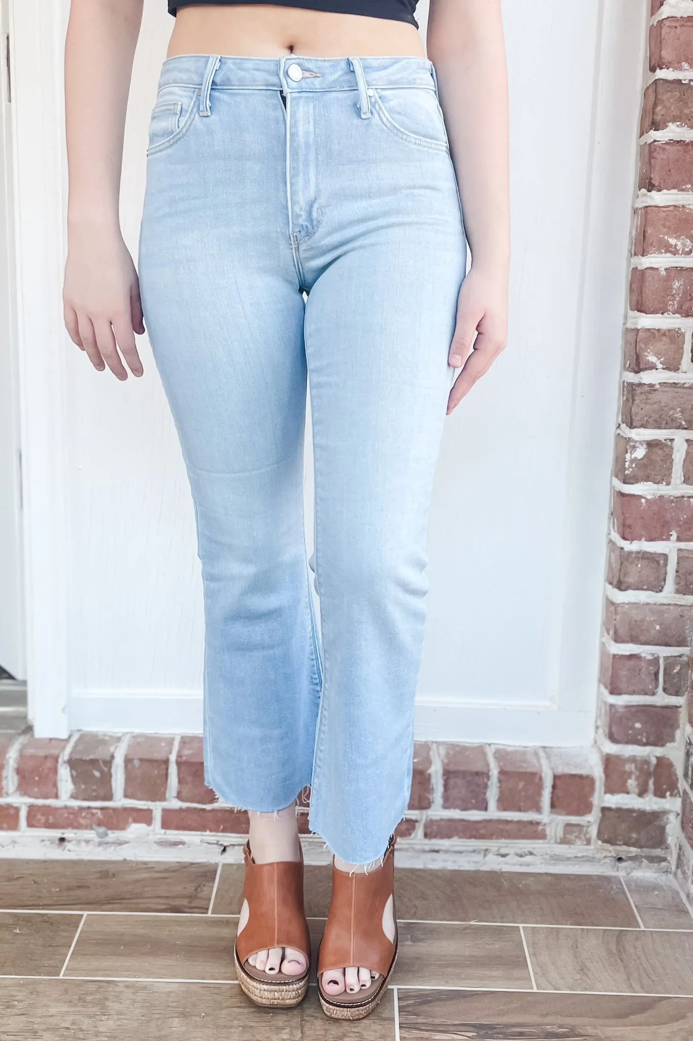 Just Black High Rise Cropped Demi Flare Jeans