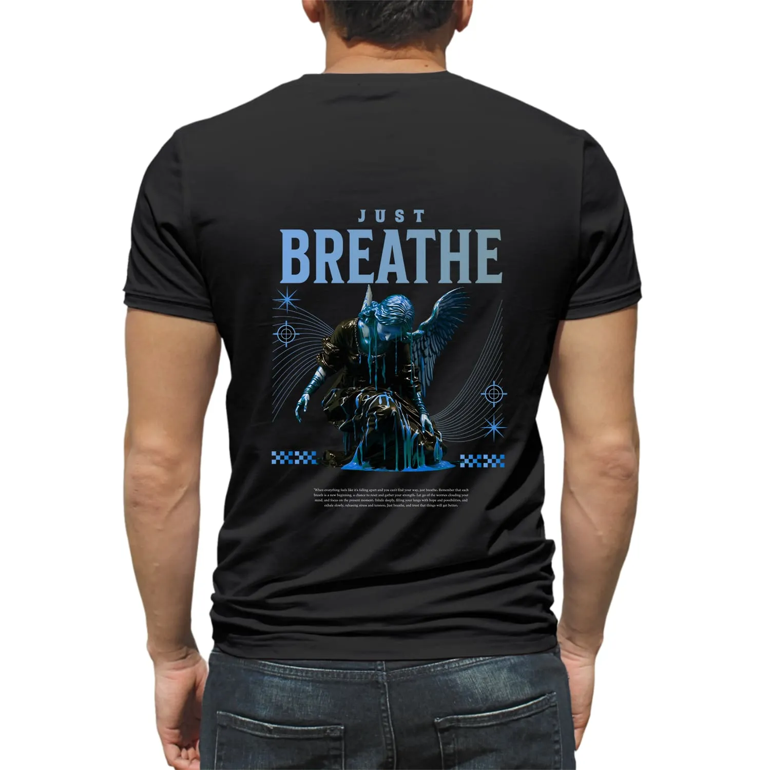 Just breath Mens cotton printed T-shirt
