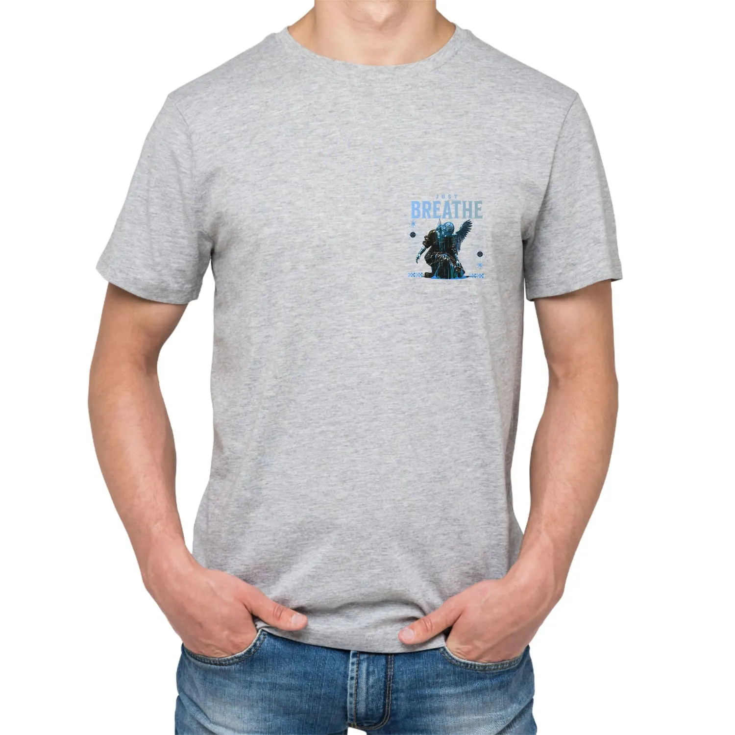 Just breath Mens cotton printed T-shirt