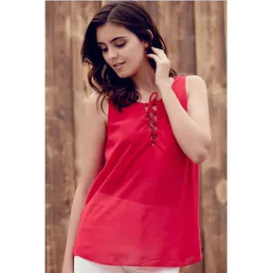 Ketty More Women Restful Sleeveless Comfortable Round Neck Lovely Prined Pattern Casual Blouse -KMWSB852