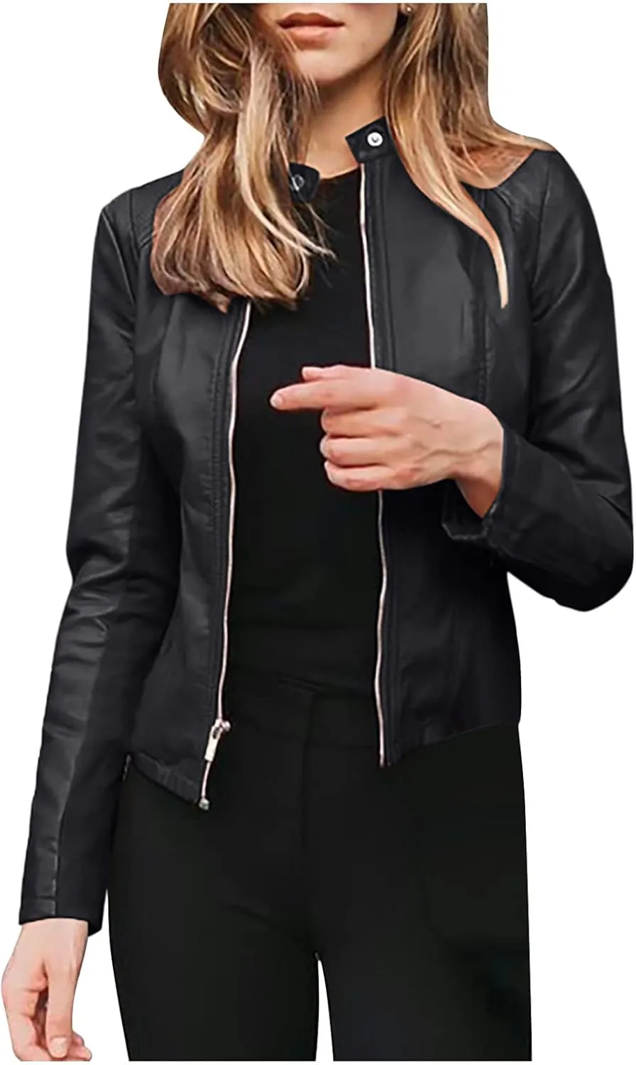 Kuluzego Womens Cardigan Front Coat Baby Tees Jacket Outerwear for Women Long Sleeve Faux Leather Fall Winter Coat 2025 Y2K