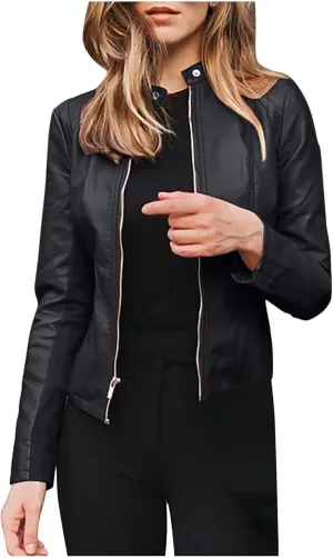 Kuluzego Womens Cardigan Front Coat Baby Tees Jacket Outerwear for Women Long Sleeve Faux Leather Fall Winter Coat 2025 Y2K