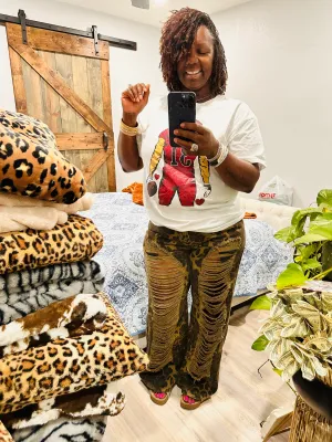 Leopard Distressed Pants