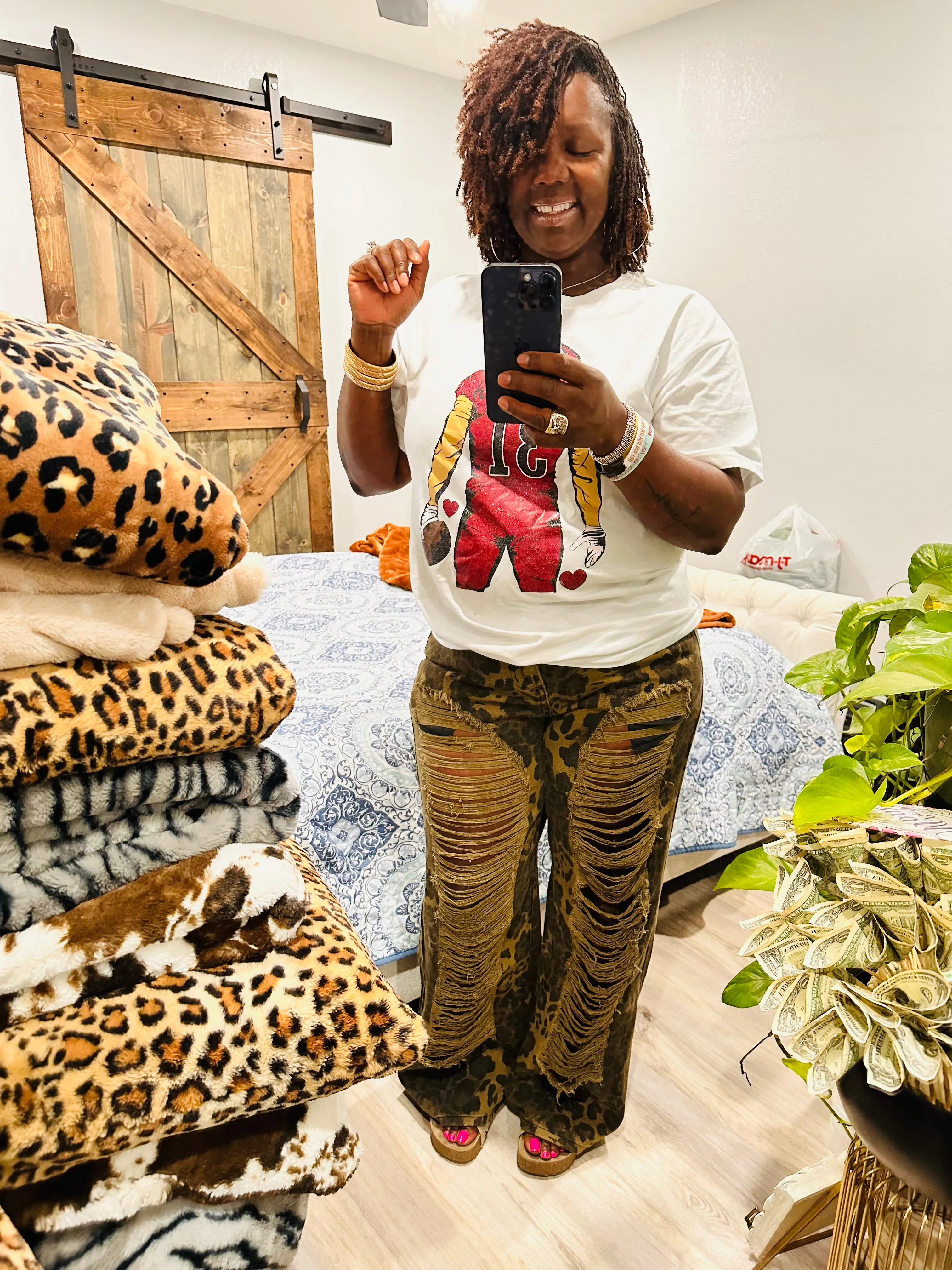 Leopard Distressed Pants