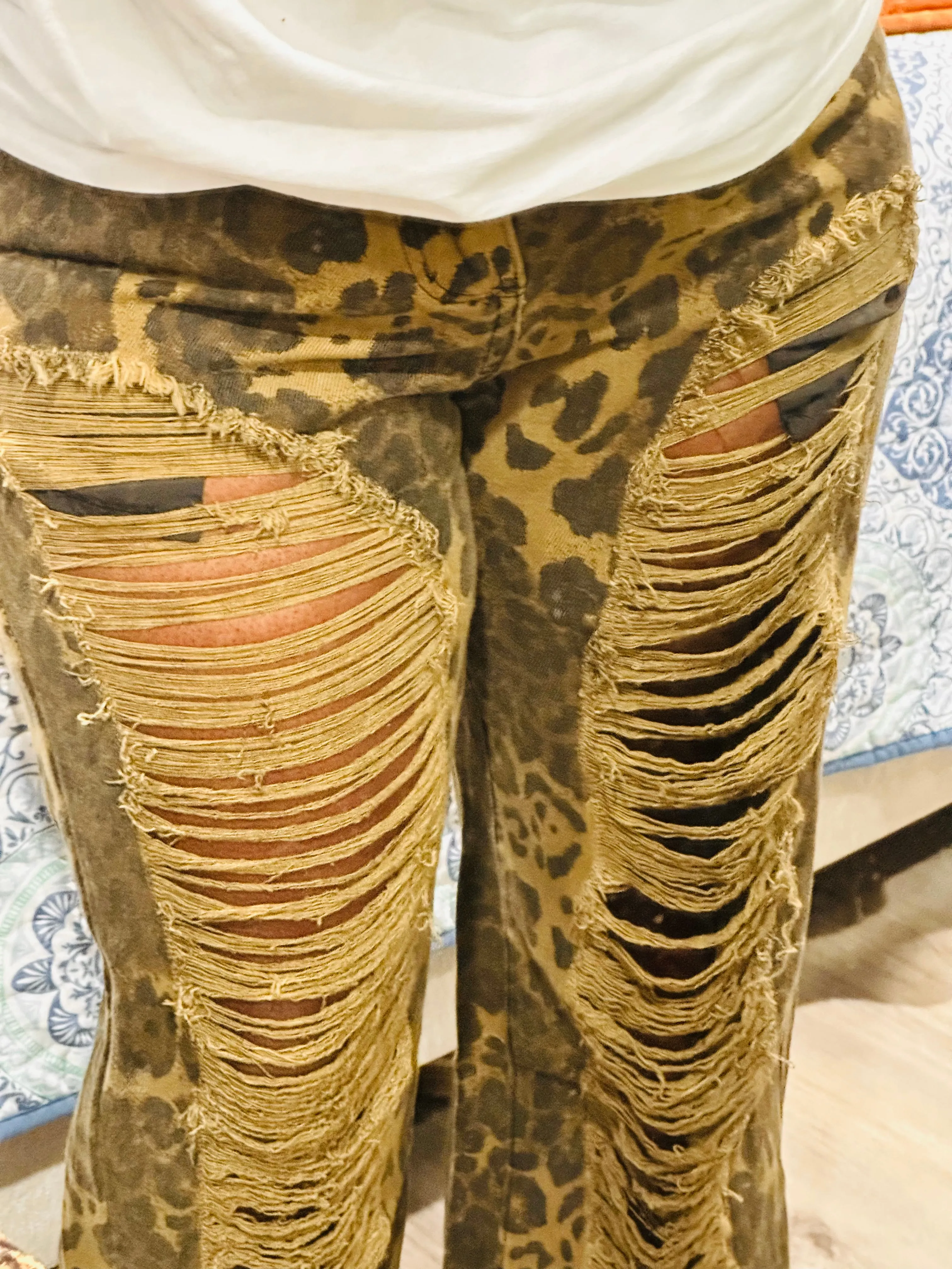 Leopard Distressed Pants