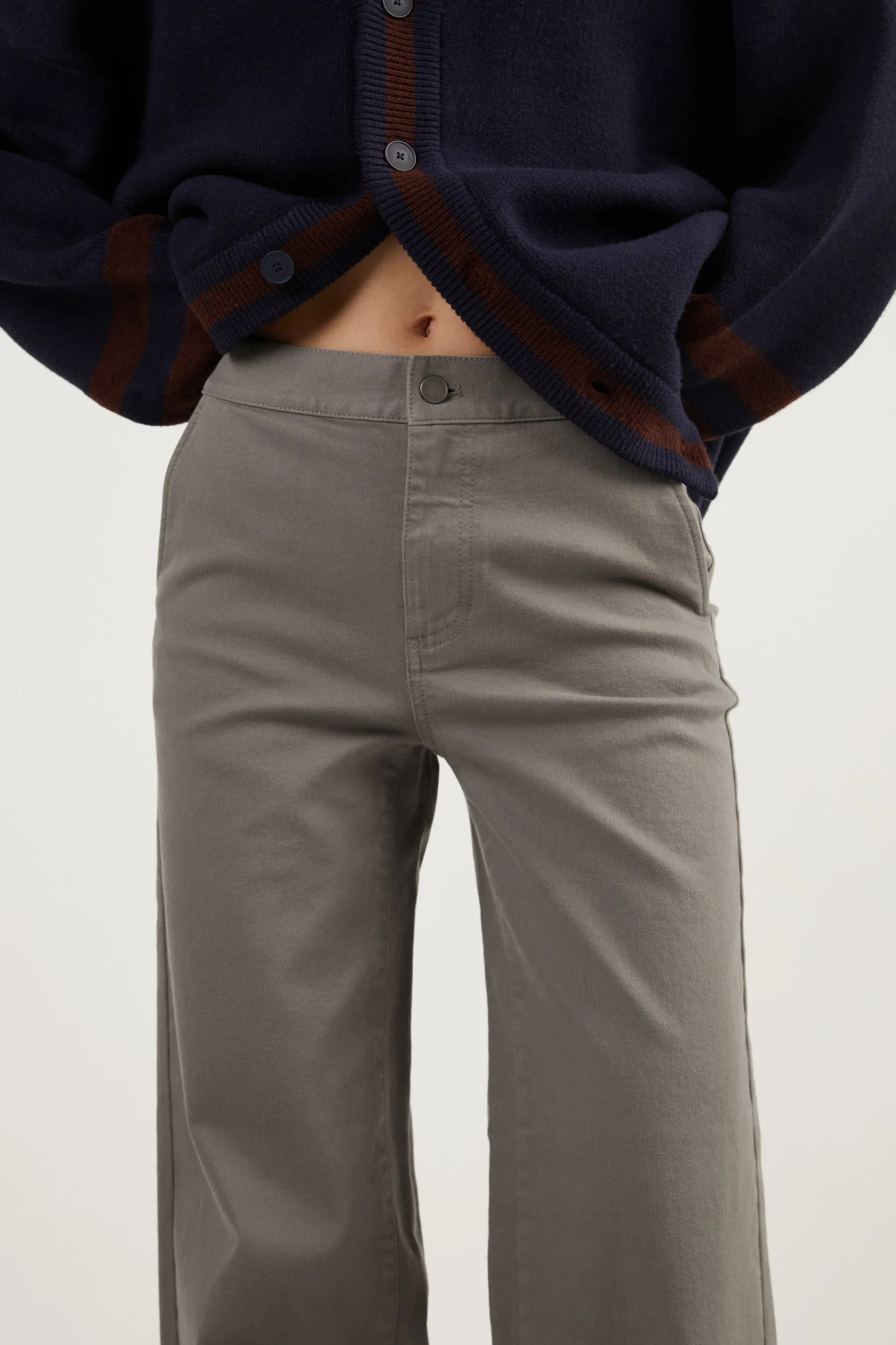 LONG LENGTH 30" TWILL WIDE LEG PANT