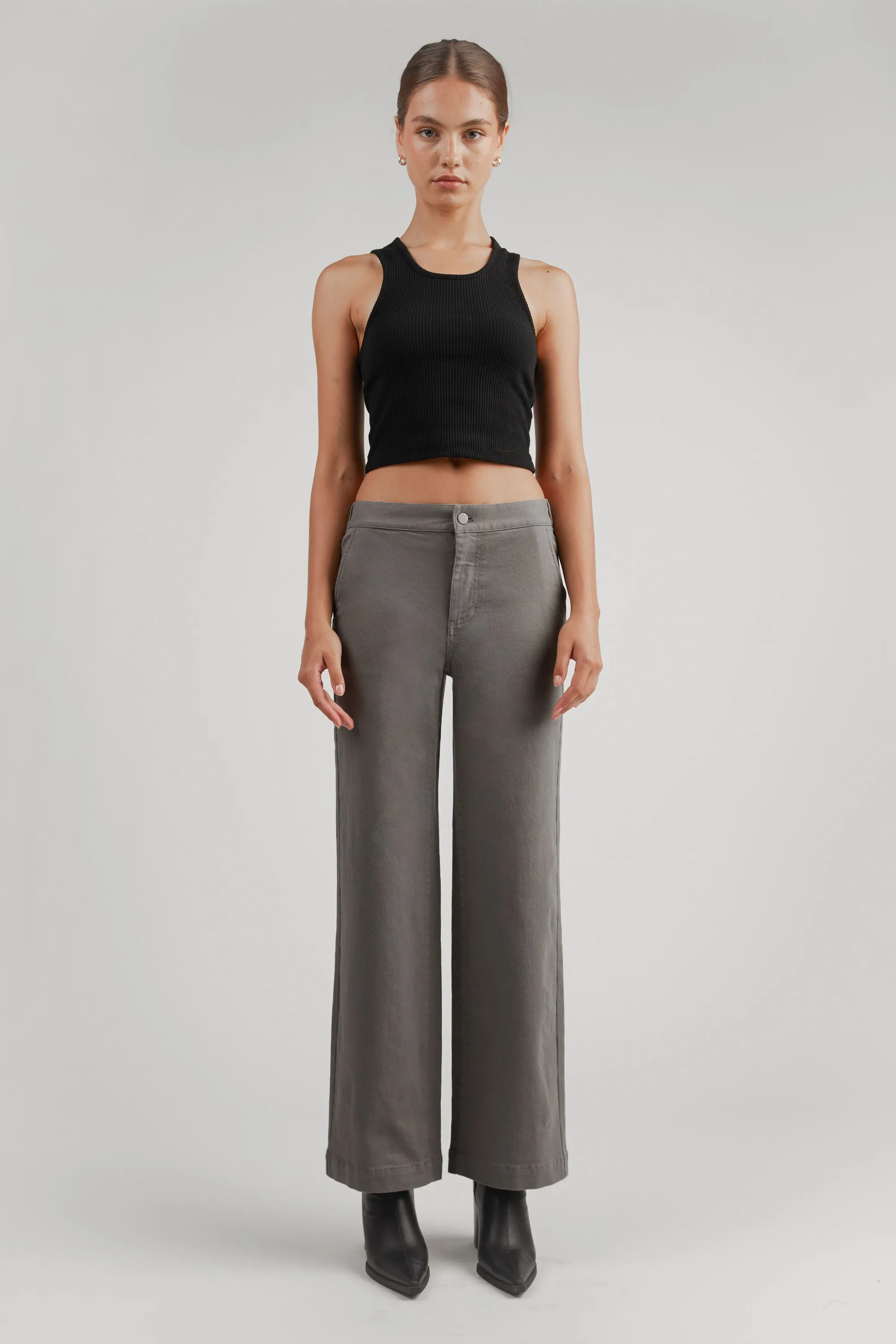 LONG LENGTH 30" TWILL WIDE LEG PANT