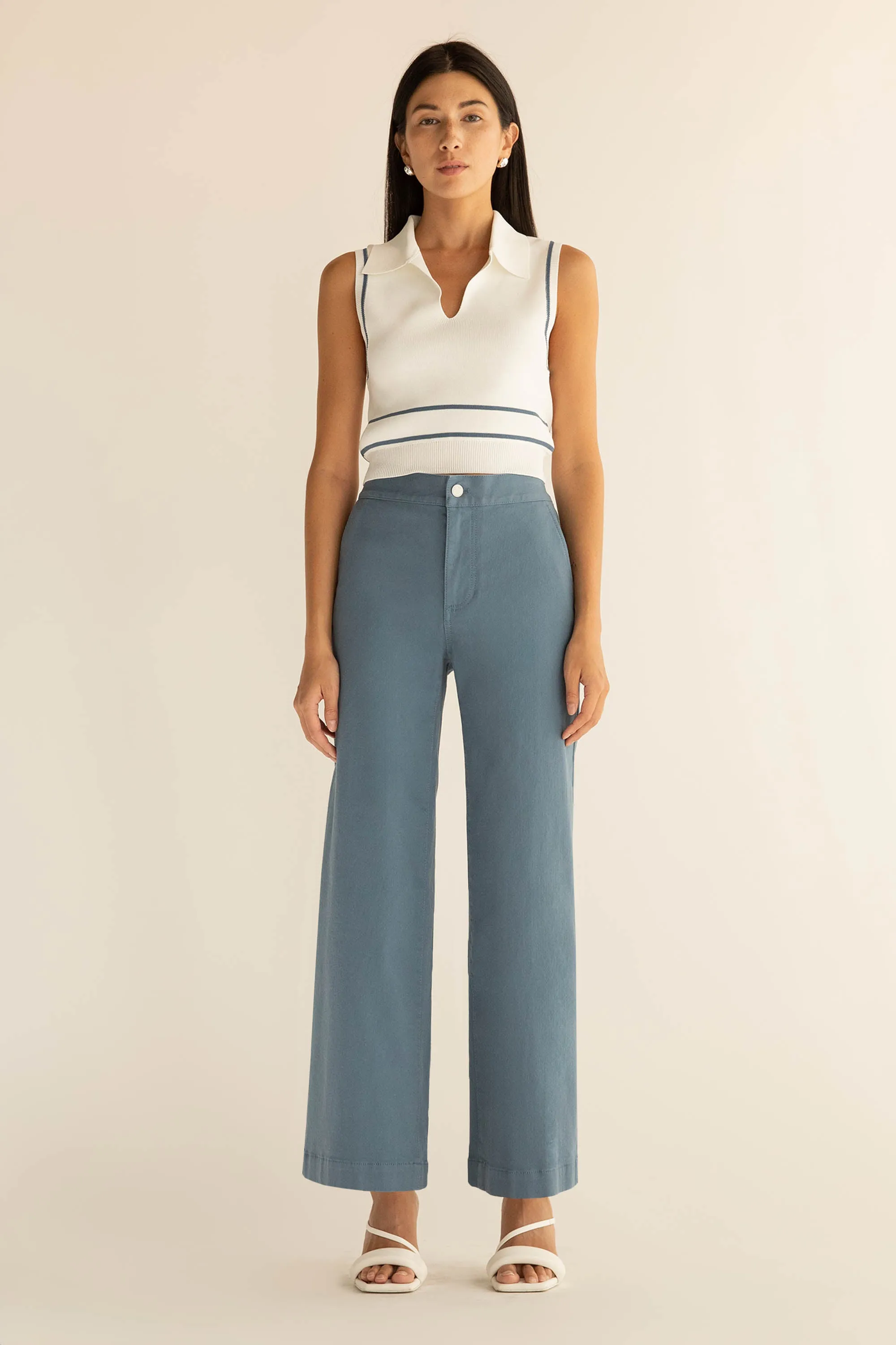 LONG LENGTH 30" TWILL WIDE LEG PANT