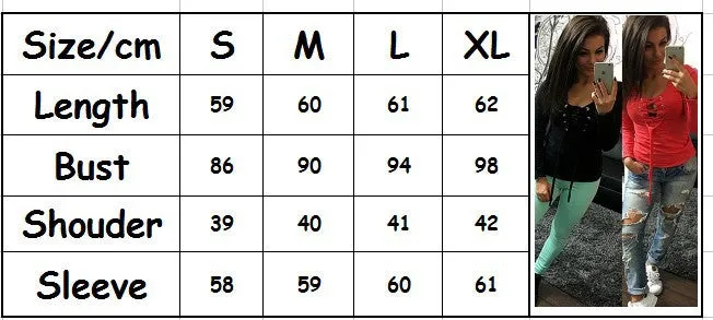 Long Sleeve Lace Up Tops Ladies Casual Shirts