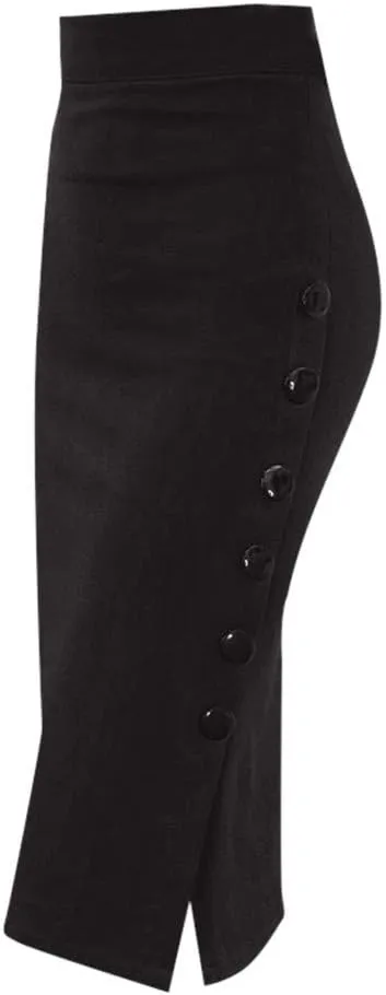 Midi Skirts for Women Pencil Skirt Button Womens Skirt High Ladies Multiple Split Size Waisted Skirt