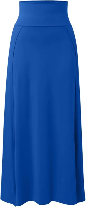 Midi Skirts for Women Womens Double Split Maxi Long Skirt Ladies Plain Basic Two Side Slit 4 22