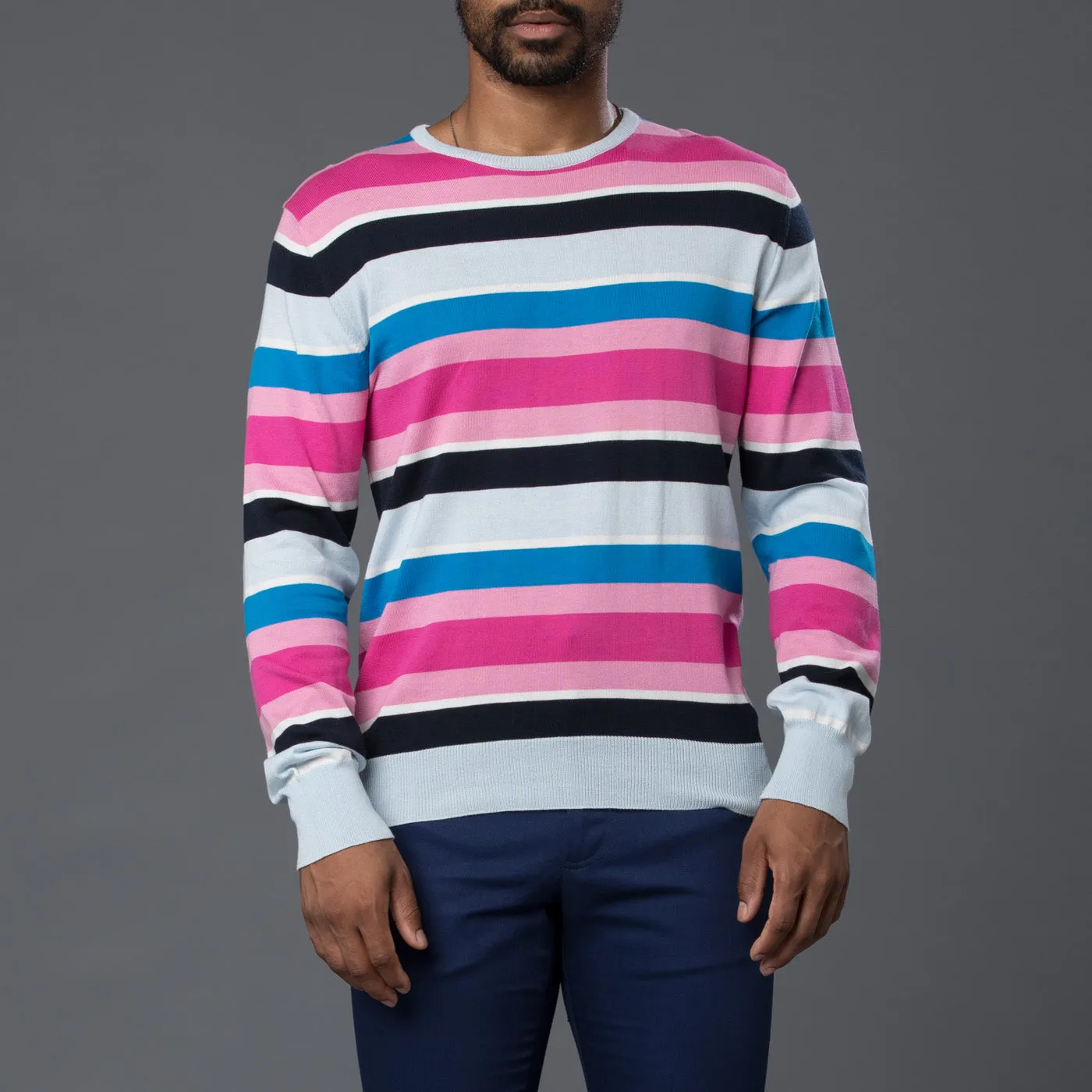 Multi-Stripe Crew Neck Sweater