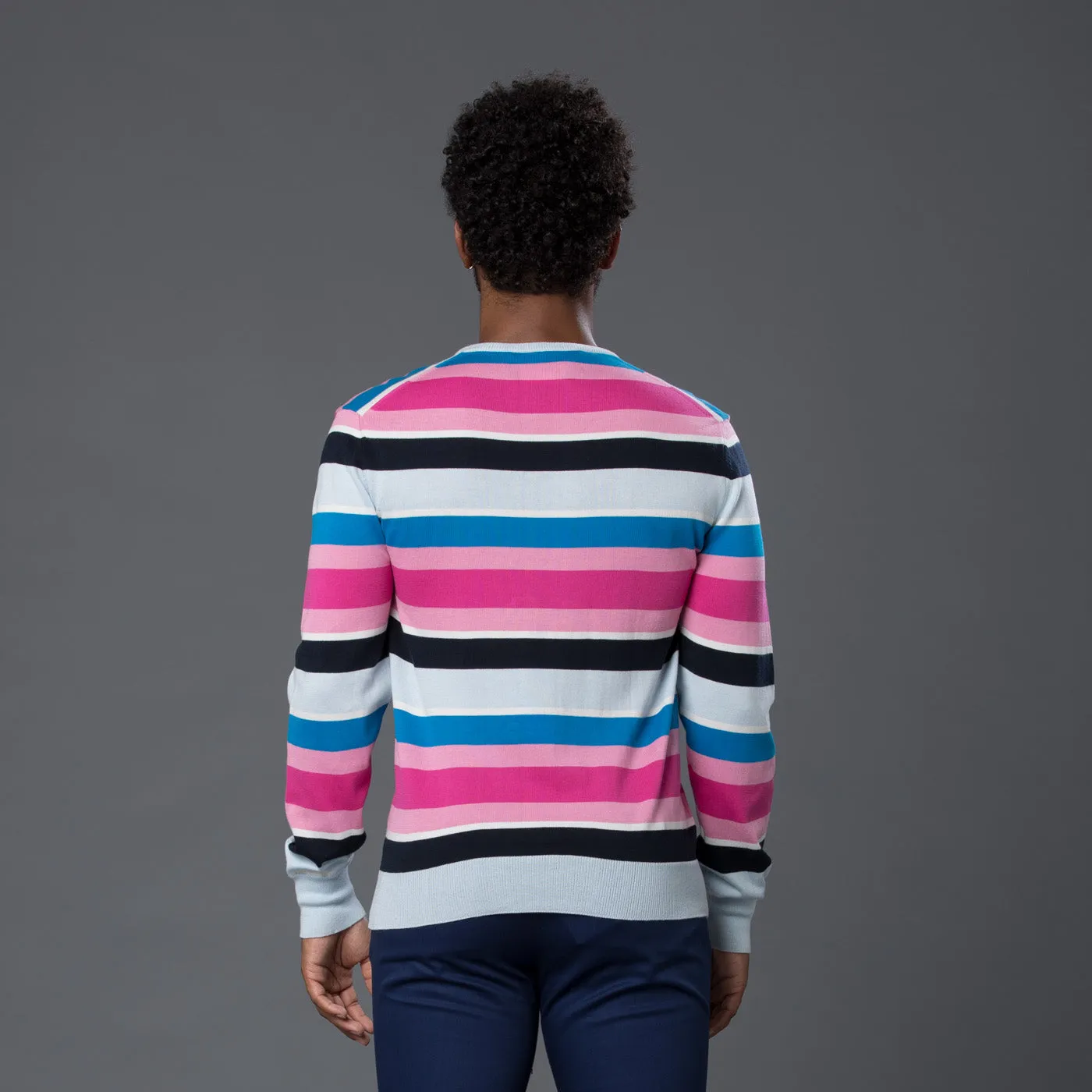 Multi-Stripe Crew Neck Sweater
