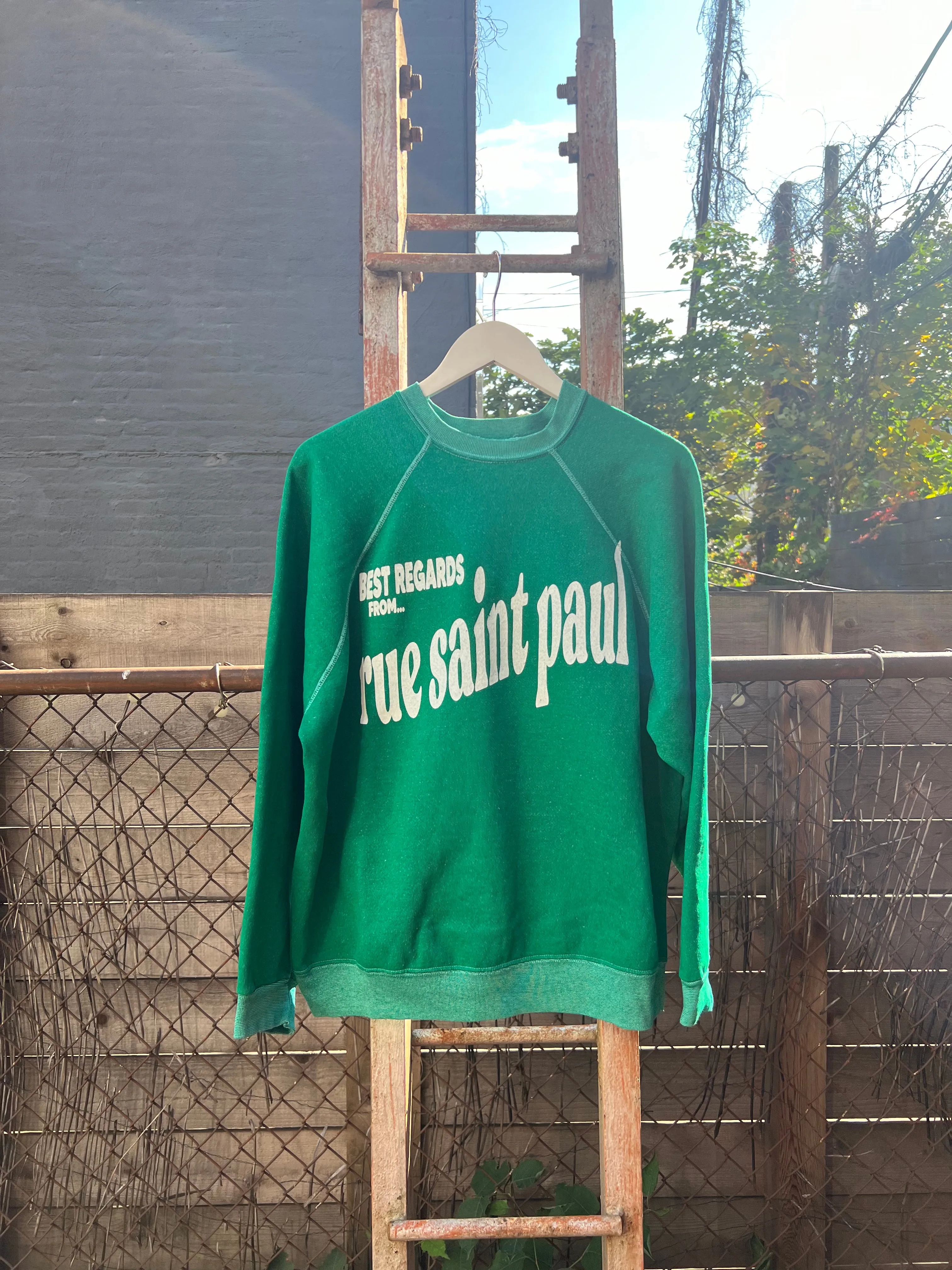 Neighborhood postcard upcycled sweatshirt, RSP