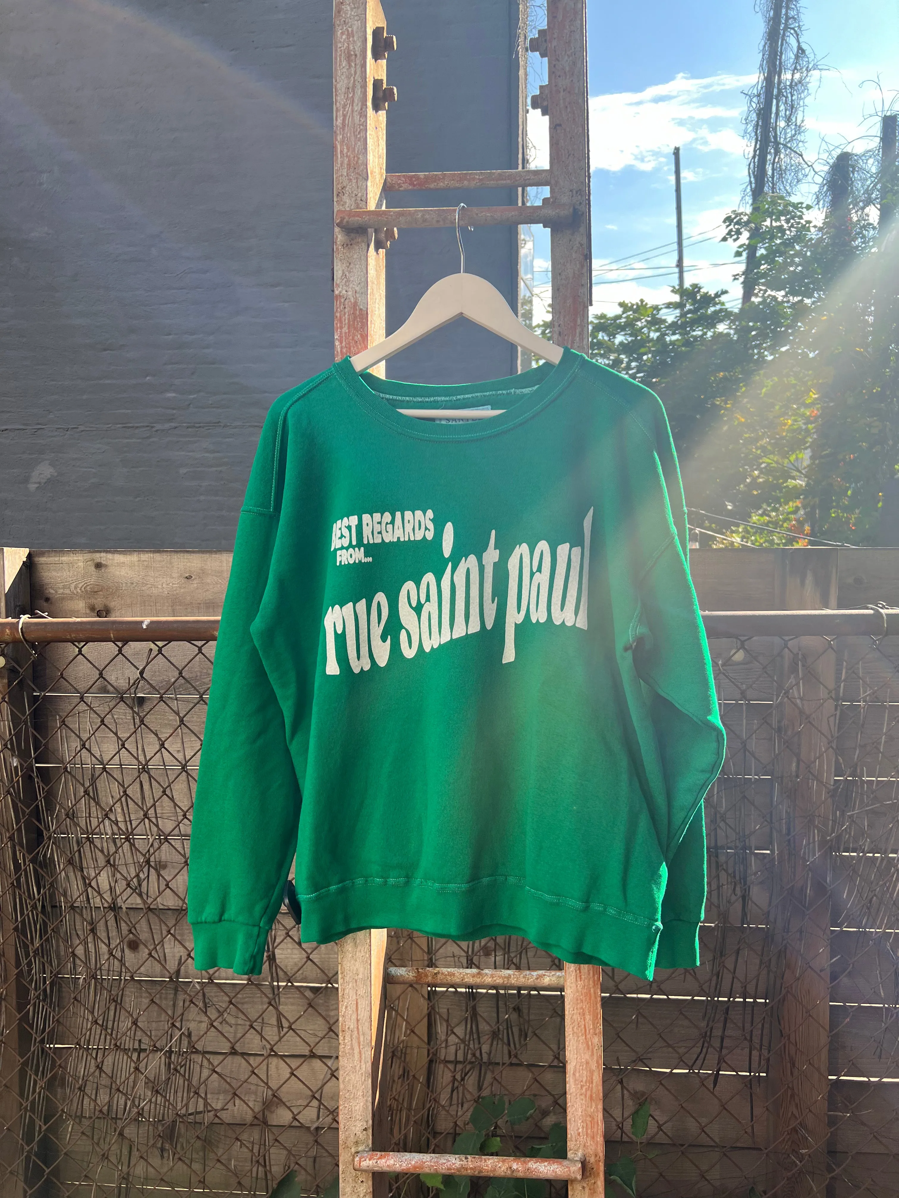 Neighborhood postcard upcycled sweatshirt, RSP
