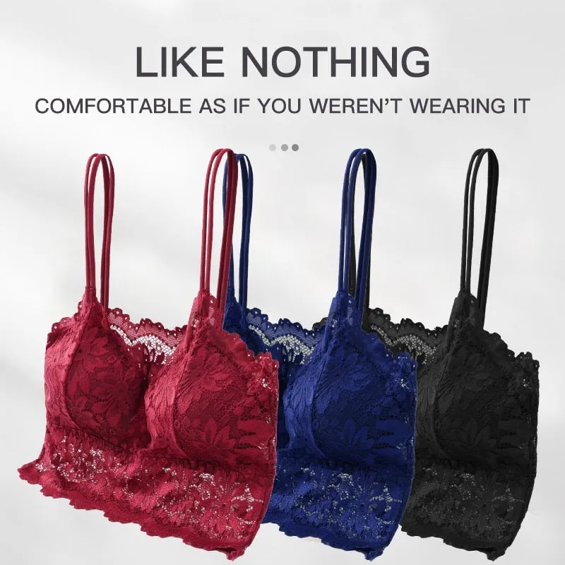 New Women Lace Bras Top Comfortable Solid Color Sexy Vest Female Seamless Bra