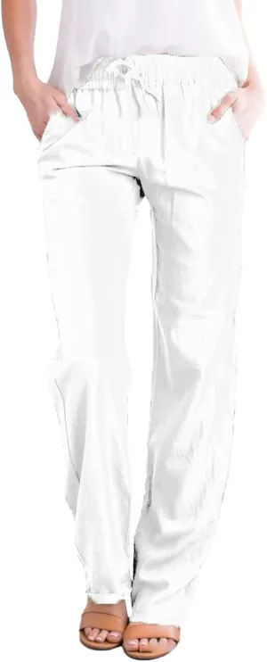 Pants For Women High Waist Short Summer Lounge Straight Leg Trendy 2024 Work Trouser Vintage Linen Boho Sweatpants