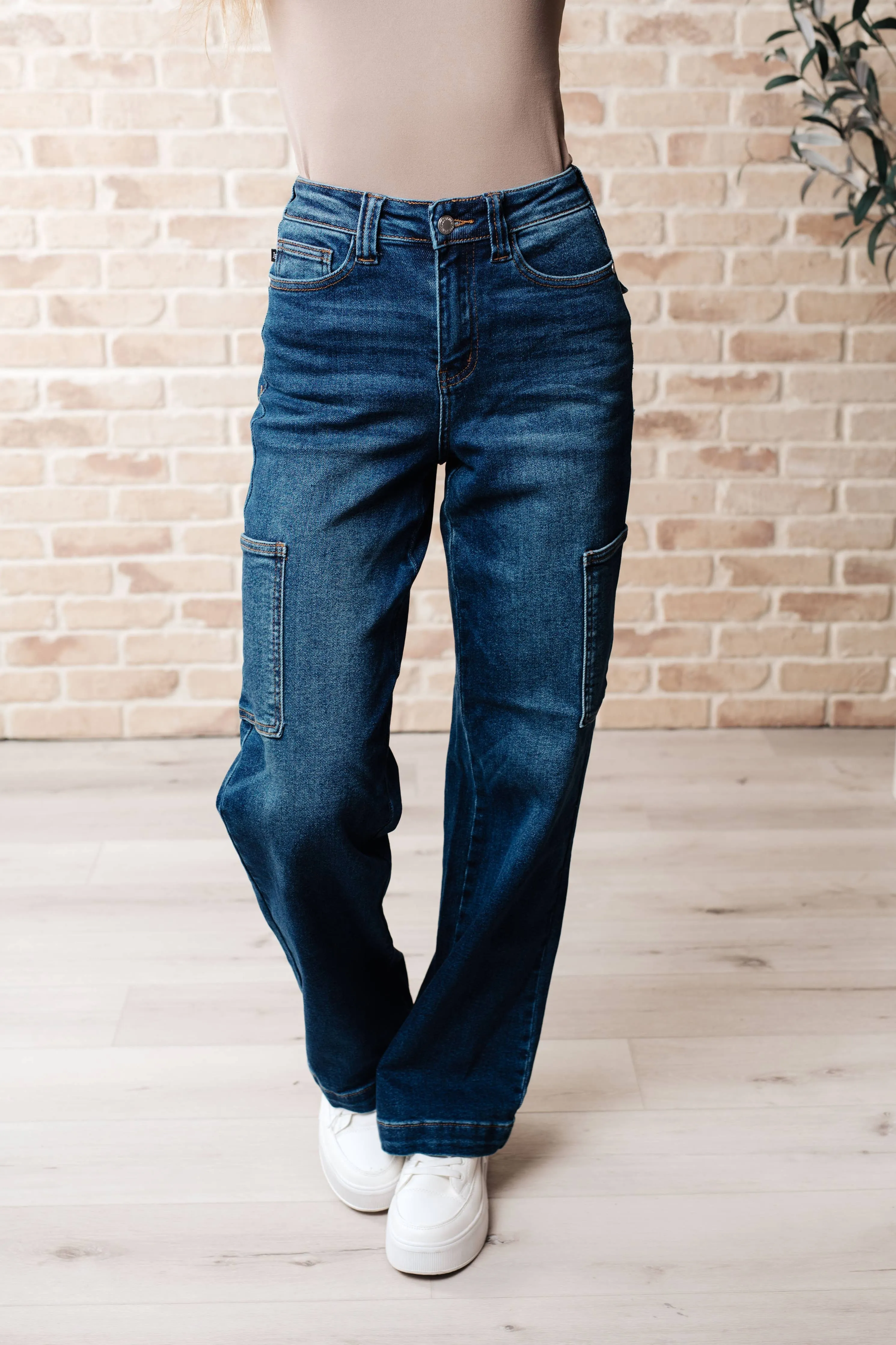 Plus Size-Judy Blue High Rise Cargo Straight Jeans