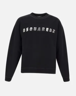 Relax Fit Black Cotton Sweatshirt