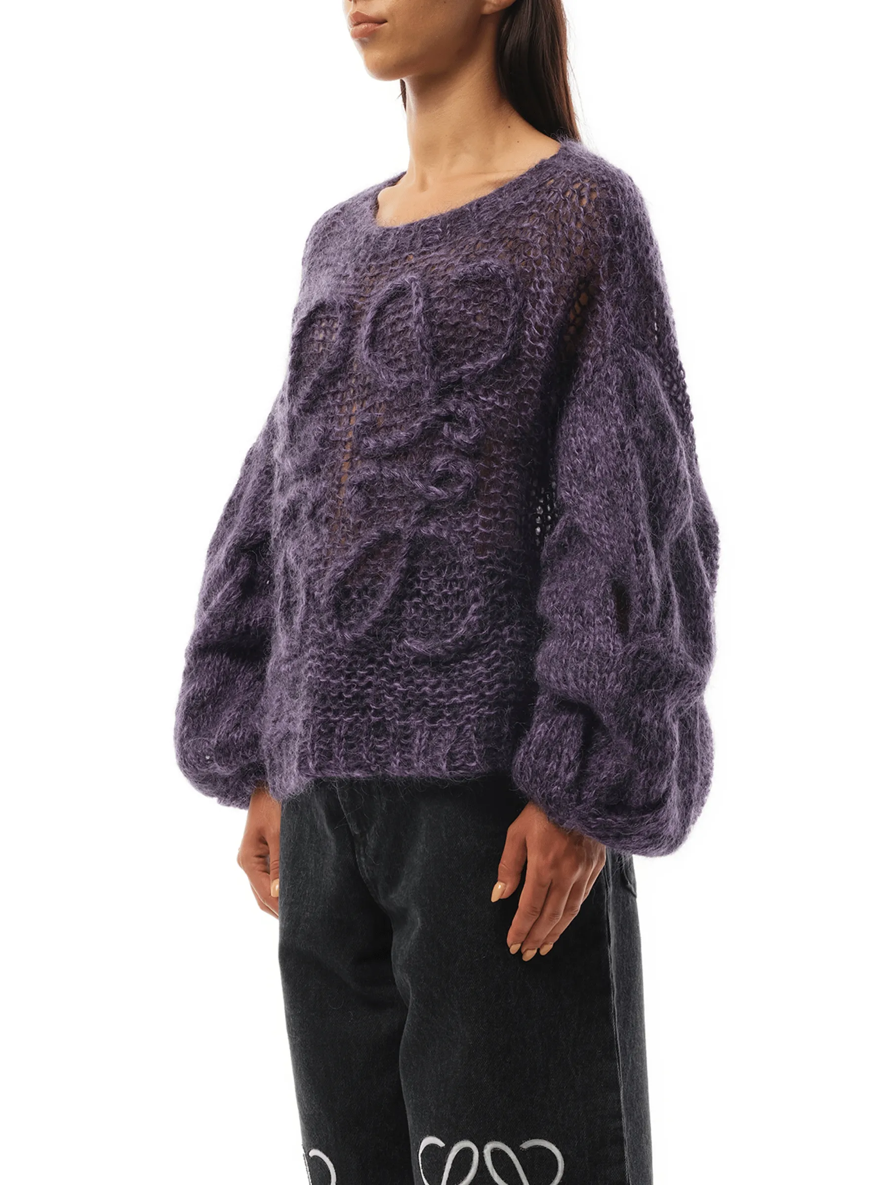 Relaxed Fit Anagram Sweater in Black/Purple