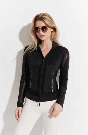 Rhinestone Detail Mesh Jacket