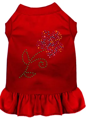 Rhinestone Multi Flower Dress Red Xs