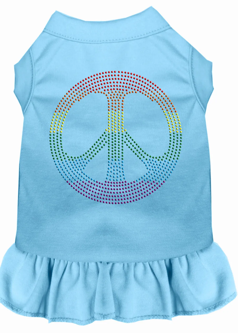Rhinestone Rainbow Peace Dress Baby Blue Sm