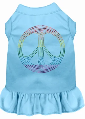 Rhinestone Rainbow Peace Dress Baby Blue Sm