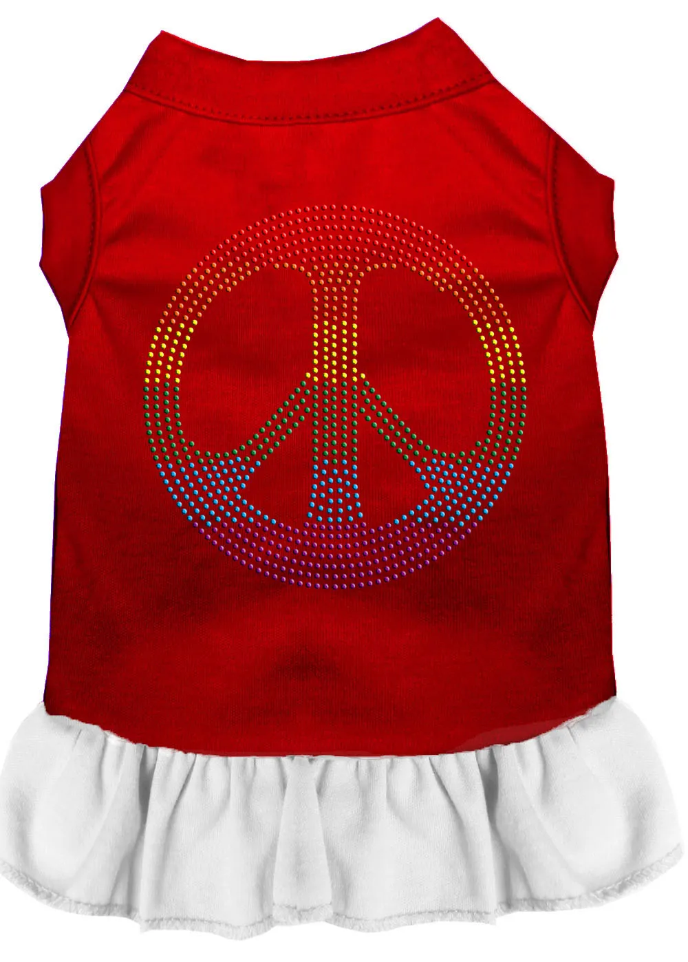 Rhinestone Rainbow Peace Dress Red With White Lg