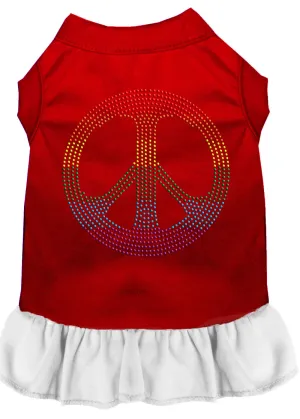 Rhinestone Rainbow Peace Dress Red With White Lg
