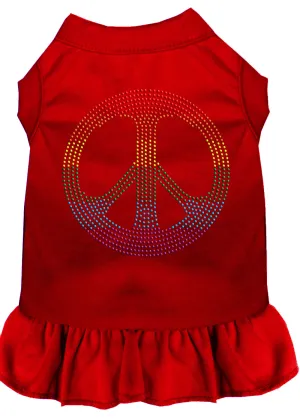 Rhinestone Rainbow Peace Dress Red Xs