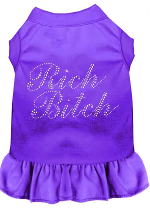 Rhinestone Rich Bitch Dress Purple Sm