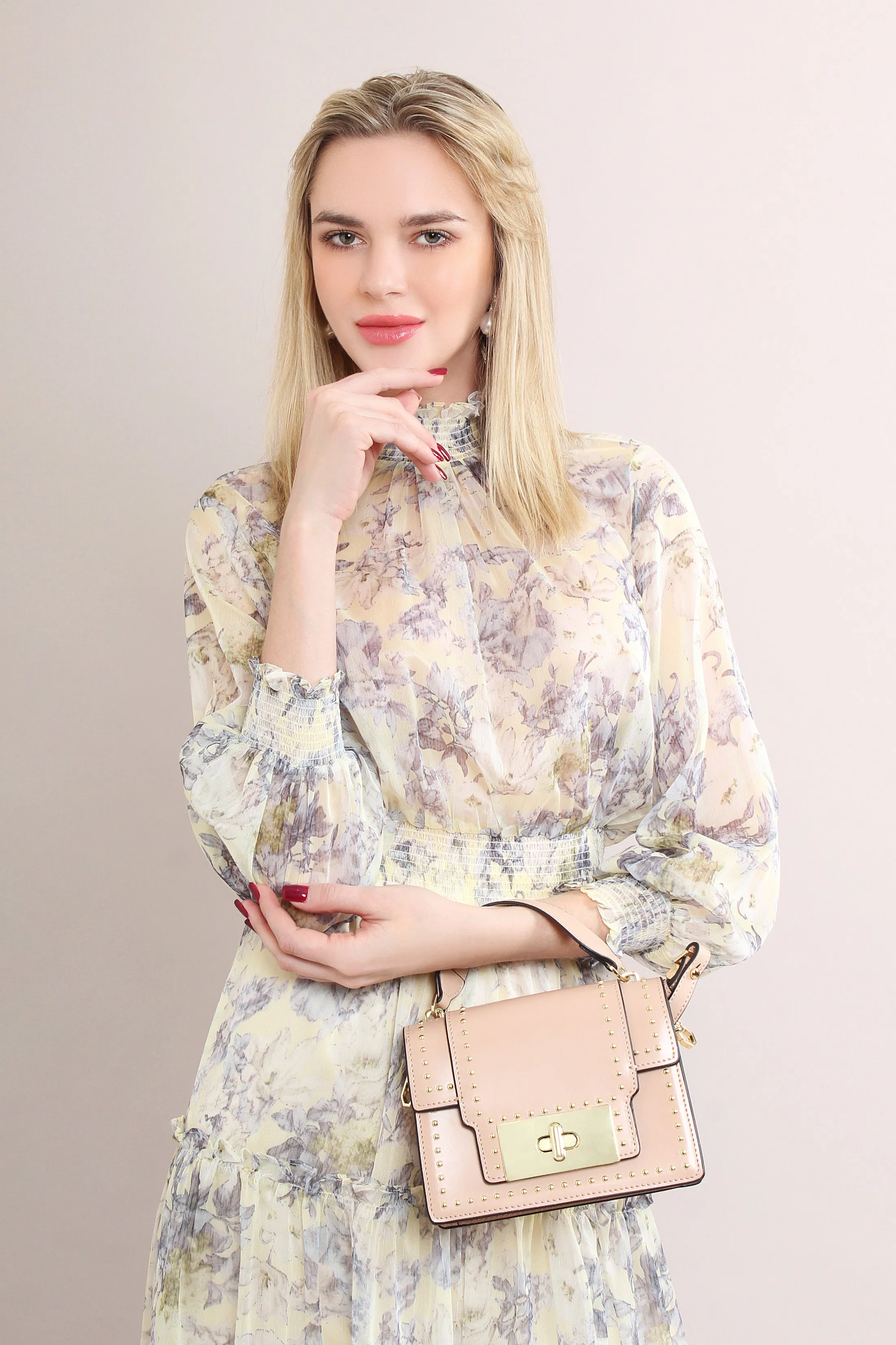 Ruffle Chiffon Sets With Floral Prints