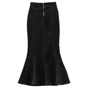 Ruffled Flounced Zipper High Waist Slimming Denim Skirts